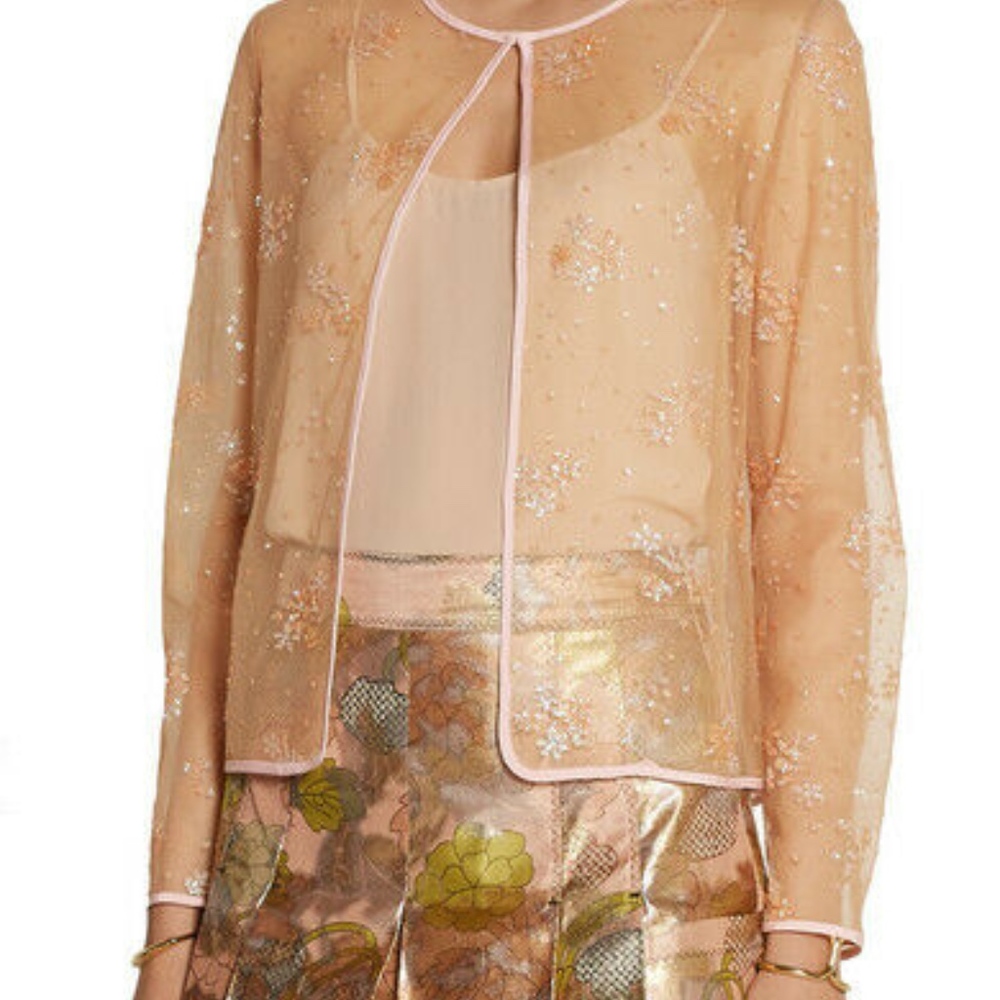 MARY KATRANTZOU Jacket Cardigan Dressy Pink Sheer - Picture 3 of 7